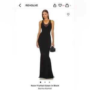 Norma Kamali Racer Fishtail gown in black.